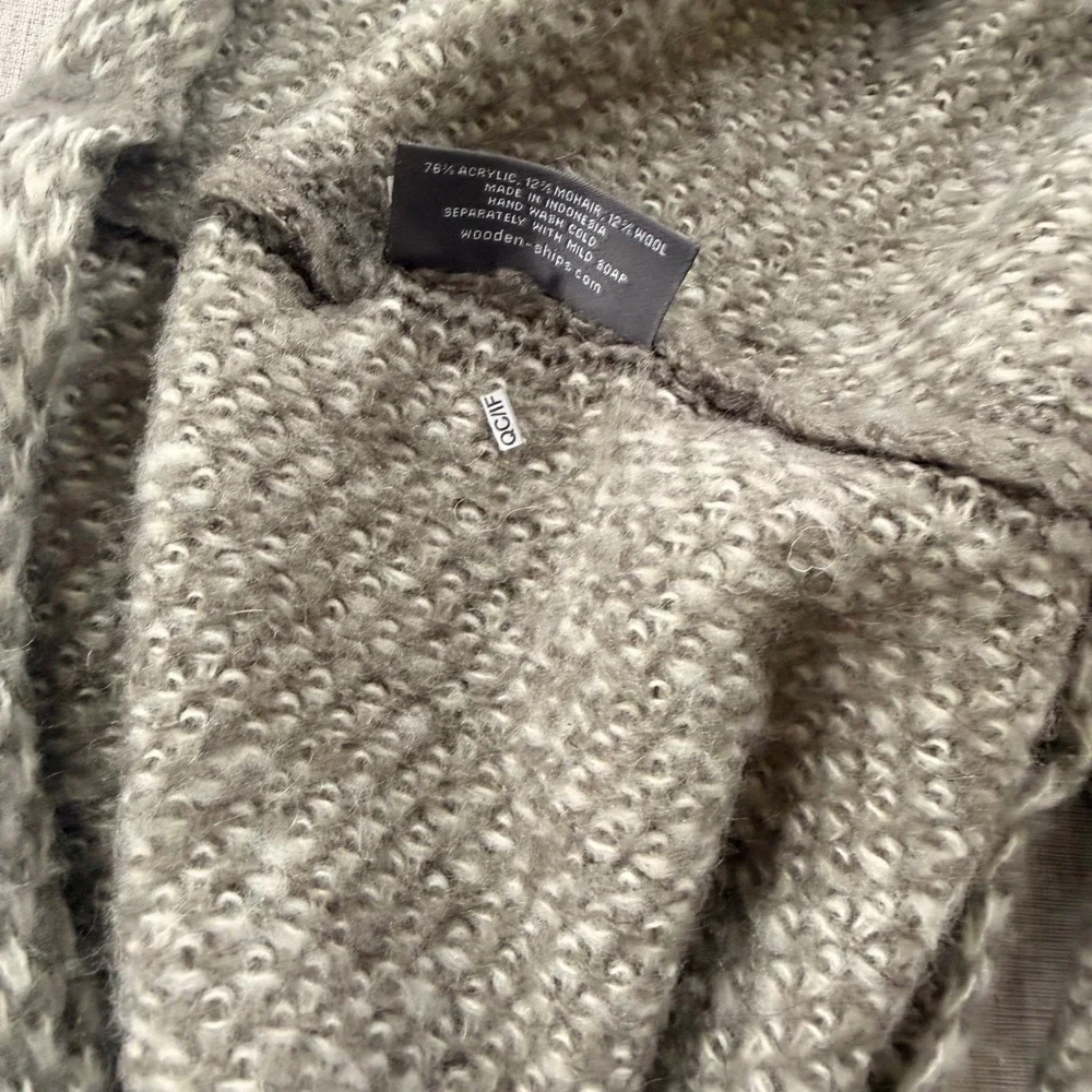 Wooden Ships Knit Infinity Scarf Mohair Wool Fall Warm Layering Neutral Soft